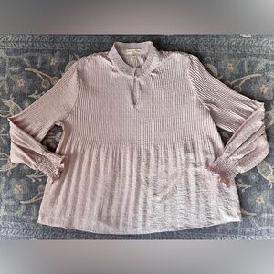 Cactus + Pearl pink mauve pleated blouse